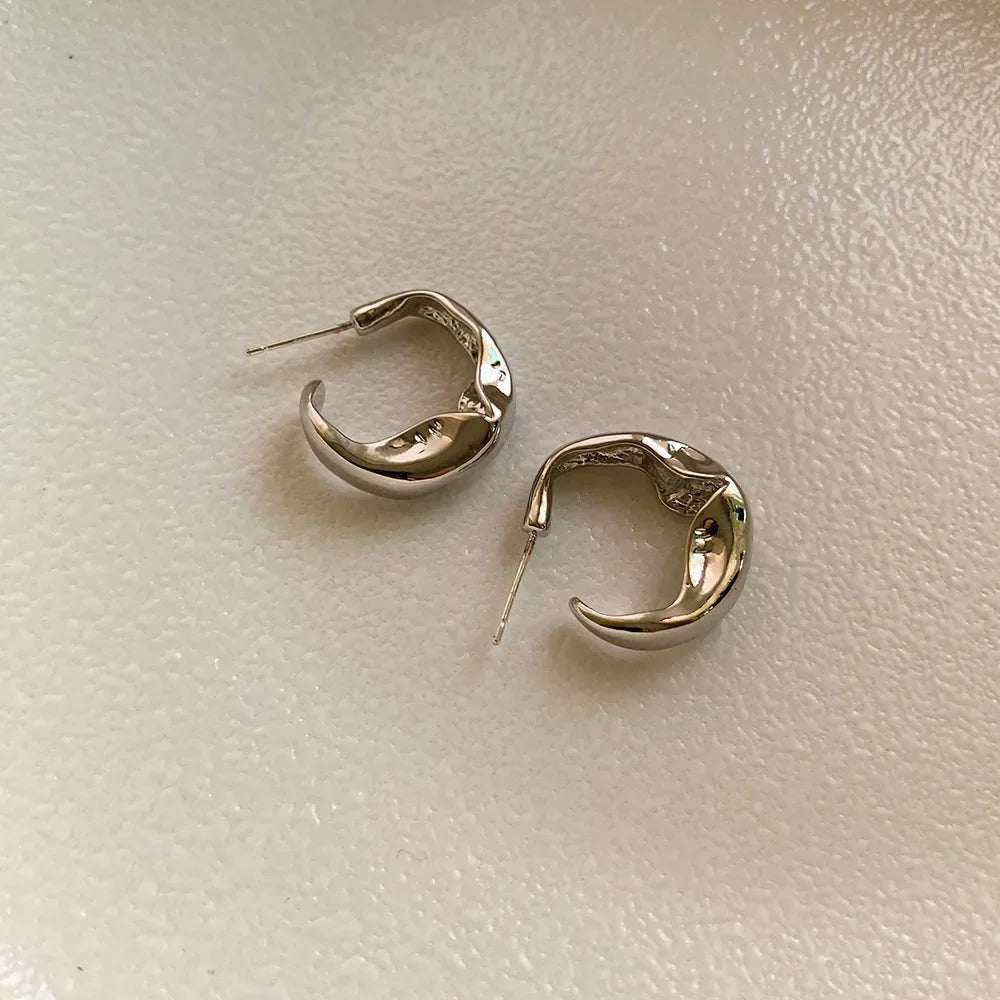 LATS New Design Trendy Retro Geometric Hoop Earrings for Women Irregular Light Luxury Simple Circle Earings Fashion Jewelry Gift