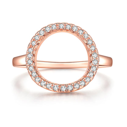 Rings For Women Summer Circle Personality Sweet Gift Rose White Gold Color All Size Fashion Jewelry R843 R844
