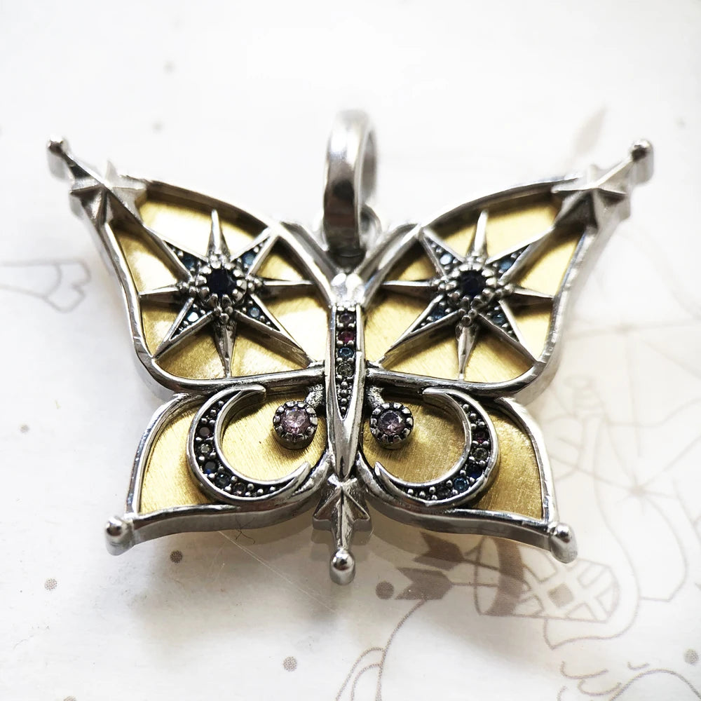 Pendants Bicolour Butterfly Summer New Jewelry 925 Sterling Silver Accessorie Bohemia Gift For Women