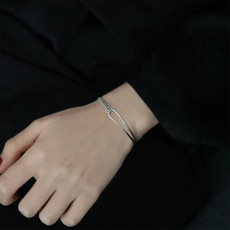 Elegant Minimalist Design Bracelet for Women Ladies Geometric Double Layered Knotted Lines Handmade Chain Jewelry Gifts