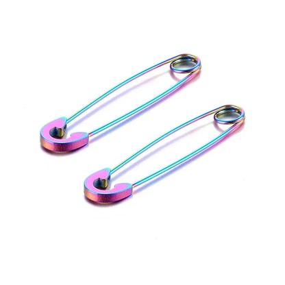 2Pcs/1Pair Funny Stainless Steel Pin Spikes Earrings for Women Man Paperclip Safety Steel Stud Punk Earrings Gothic Jewelry