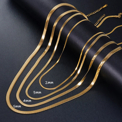 Gold Color Stainless Steel Blade Snake Chain Necklace for Women Men Herringbone Choker Neck Chains 2024 Trend Jewelry Gift Hot