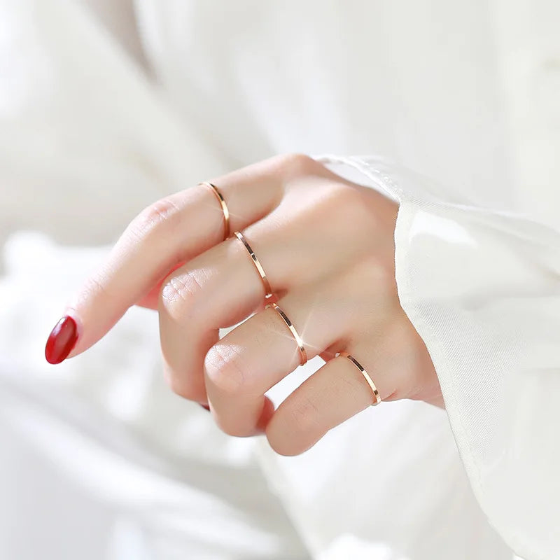 1mm Thin Stackable Ring Stainless Steel Plain Band Knuckle Midi Ring for Women Girl Size 3-10