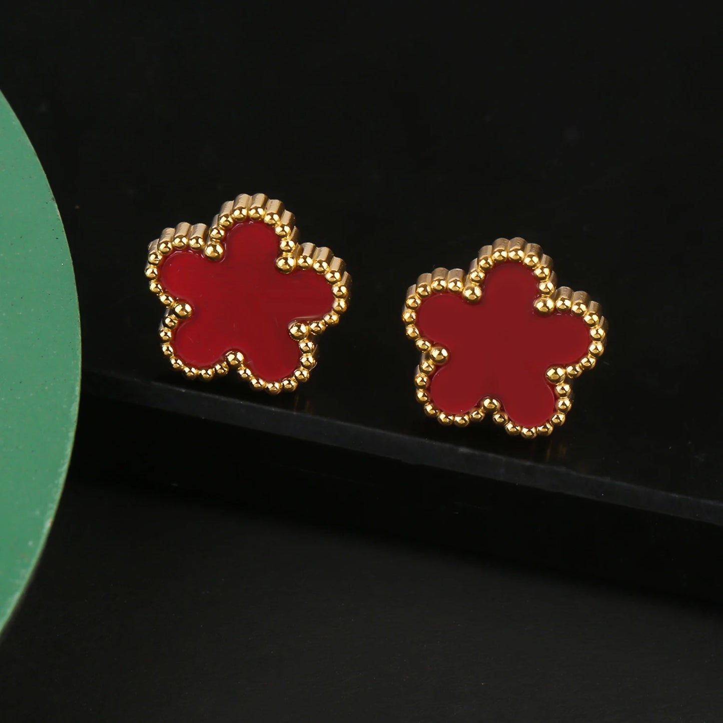 INS Hot Sale Stainless Steel Five Laef Flower Clover Bracelet Jewelry Set Necklace Earrings For Woman Daily Wear Brand Jewelry