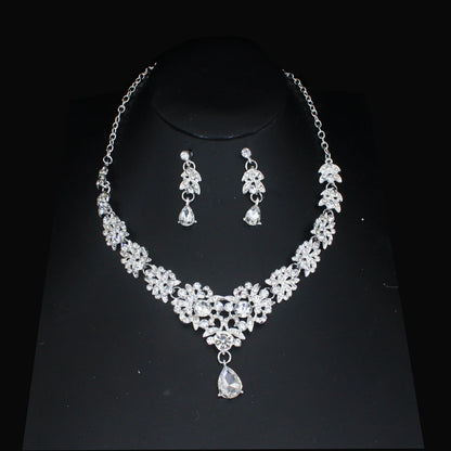 Luxury Crystal Wedding Bridal Jewelry Sets Women/Girl Gold Color Tiara/Crown Earrings Choker Necklace Bride Jewelry Set