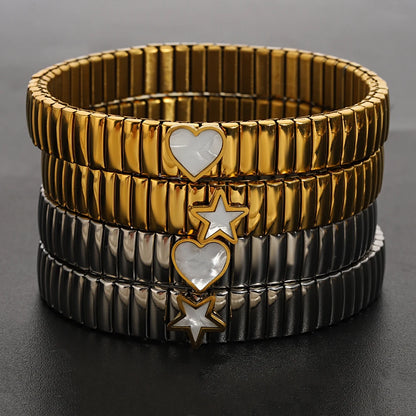 Greatera Elastic Love Ring Bangle For Women Men Fashion Multiple Stainless Steel Star Pattern Charm Watch Strap Bracelet Jewelry