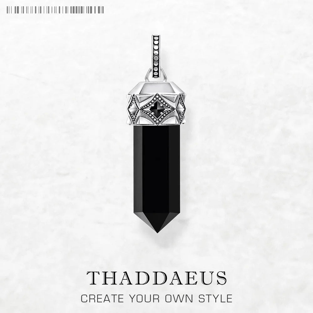 Pendants Black Onyx Pillar Brand New Jewelry Vitnage 925 Sterling Silver Lucky Gift For Women Men