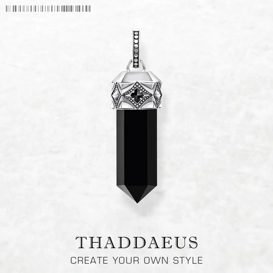 Pendants Black Onyx Pillar Brand New Jewelry Vitnage 925 Sterling Silver Lucky Gift For Women Men