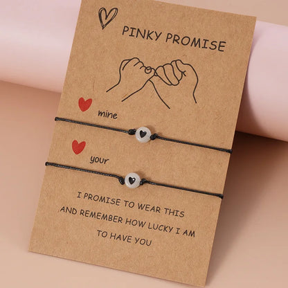 2Pcs Promise Couple Bracelets for Women Men Simple Luminous Heart Beaded Braided Bracelet Bangles Friendship Aesthetic Jewelry