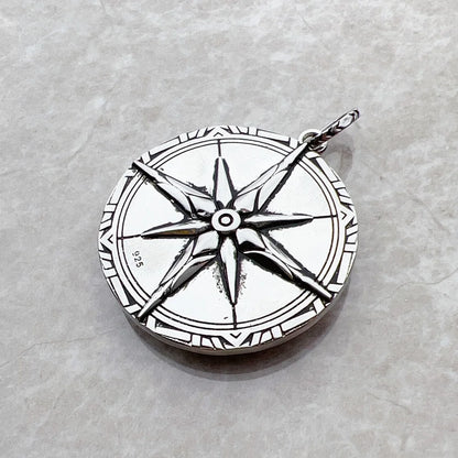 Pendant Black Compass New Jewelry 925 Sterling Silver Accessories Vintage Gift For Men Women