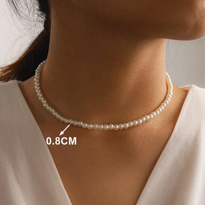 LATS 2022 New Beads Neck Chain Kpop Pearl Choker Necklace Gold Color Goth Chocker Jewelry on The Neck Pendant Collar for Women