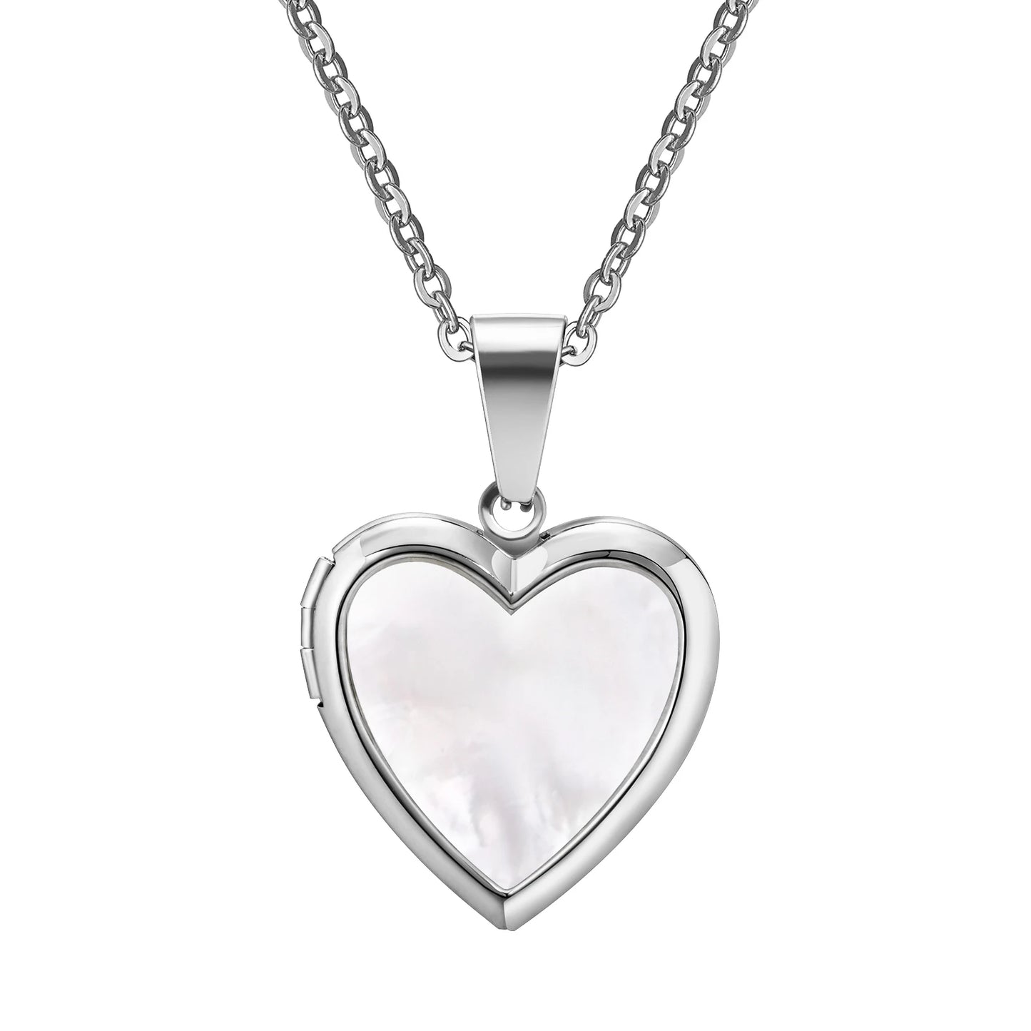 Shell Heart Locket Necklace for Women,  Mother Of Pearl Love Shape Pendant, Elegant Stainless Steel Jewelry