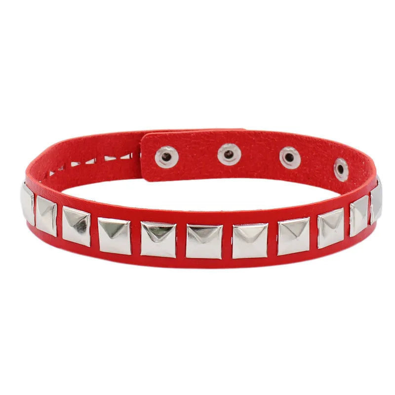 New Black Women Punk PU Leather Square Rivets Choker Collar Necklace Hip Hop Female Girls Party Jewelry 2022 Neck Accessories