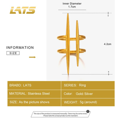 LATS New Design Fashion Pop Gold-Plated Stainless Steel Line Ring for Women Couple Personality Hip Hop Jewelry Wholesale