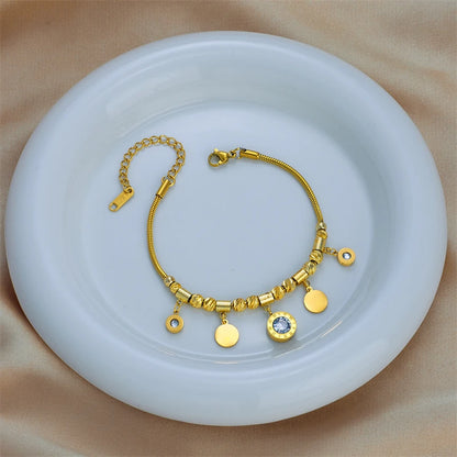 DIEYURO 316L Stainless Steel Roman Numerals White Zircon Charm Necklace Bracelets For Women New Trend Non-fading Jewelry Set