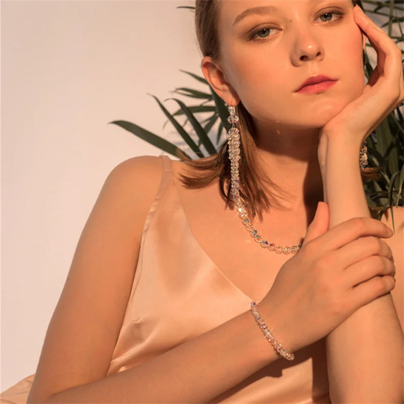 Shining Colorful Crystal Bead Bracelet for Women Fashion Handmade Adjustable Braid Rope Chain Bracelet Female Party Jewelry Gift