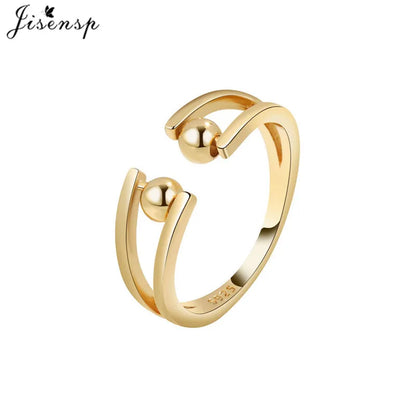 Simple Metal Beads Fidget Rotating Rings for Women Men Rotate Freely Anti Stress Anxiety Ring Spiral Round Ball Rotate Jewlery