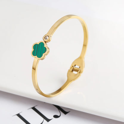 Fashionable New Design Stainless Steel Metal Gold Silver Five Leaf Flower Bracelet High Quality Women's Temperament Gift Clover