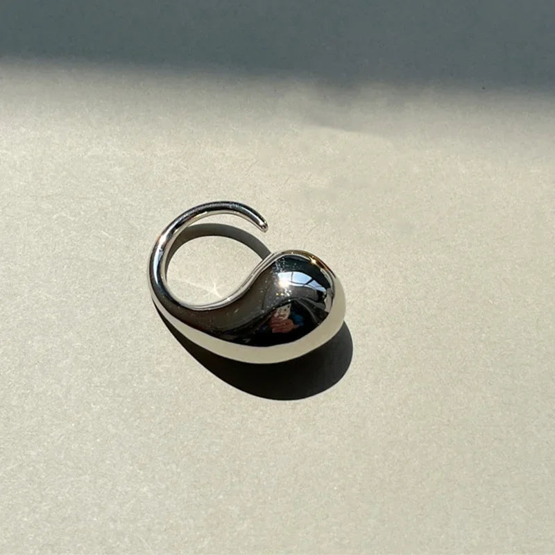 LATS New Fashion Designer Gold Silver Colour Water Drop Ring Woman Europe America Luxury Jewelry 2024 Trendy Accessories Gift
