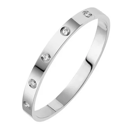 Stainless Steel Bracelets On Hand 6mm 4mm Bangles For Women Jewelry Lady Girl Women's Fashion Rhinestone Titanium Designer Gifts