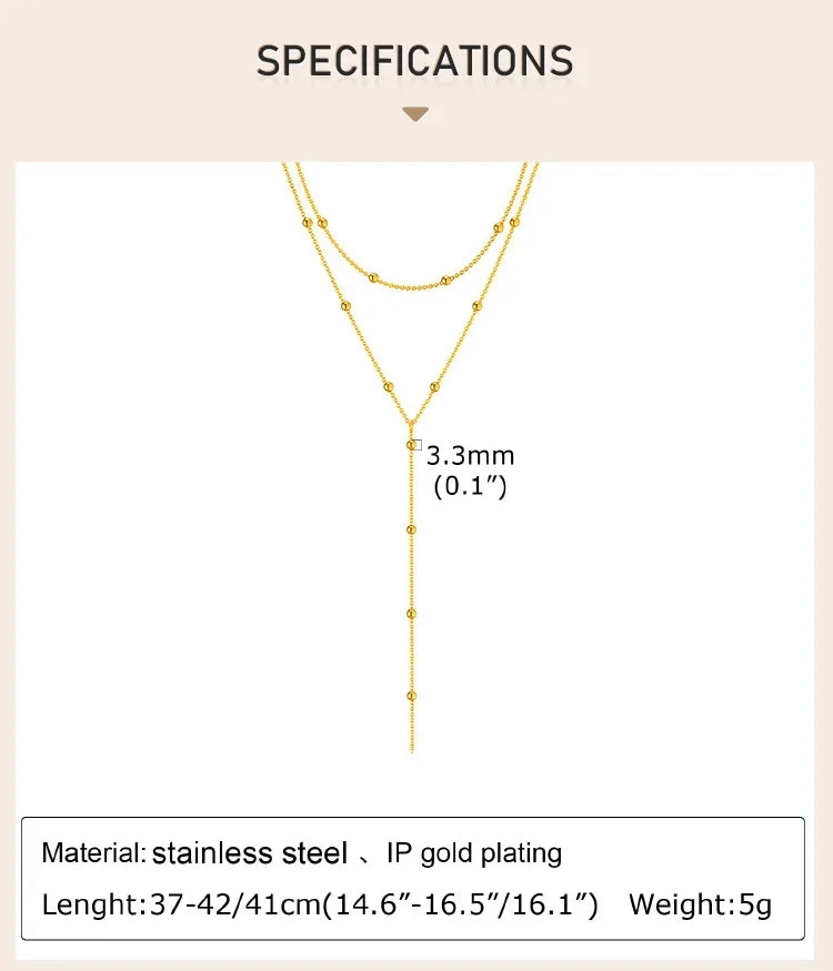 Stainless Steel Lariat Necklace Gold Plated, Dainty Long Necklace Laryered Necklaces For Women Girls, Y Shape Drop Pendant