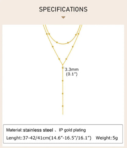 Stainless Steel Lariat Necklace Gold Plated, Dainty Long Necklace Laryered Necklaces For Women Girls, Y Shape Drop Pendant