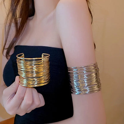 Open bracelet for women Men Metal Wire Intersecting Bracelet fashion girl Trendy armband Arm ring Exaggerated  Jewelry gifts