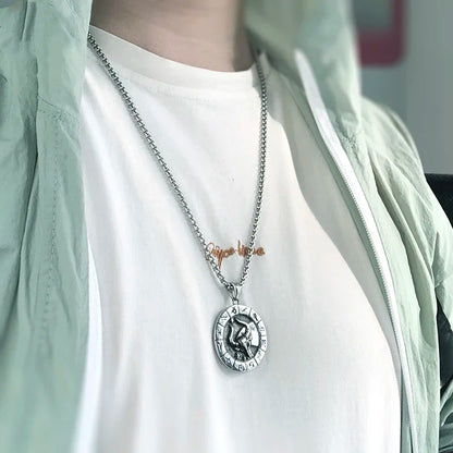 12 Constellation Zodian Signs Pendants Unique Design Horoscope Two-Sided Pendant Necklace for Men Women Jewelry Birthday Gifts