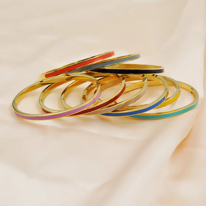 Zalman Colorful Enamel Bangles Women Gold Color Stainless Steel Simple Romantic Bracelet Never Fade Wholesale 2023