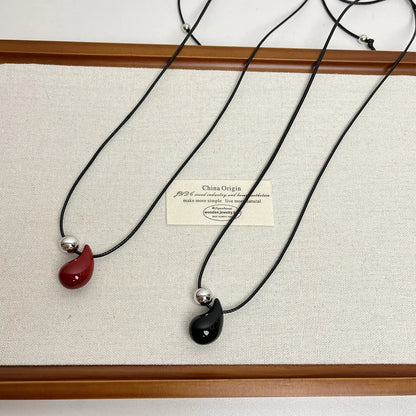 LATS Korean Simple Red Drop Pendant Necklace for Women Fashion Exquisite Style Sweater Chain Fashion Jewelry Accessories