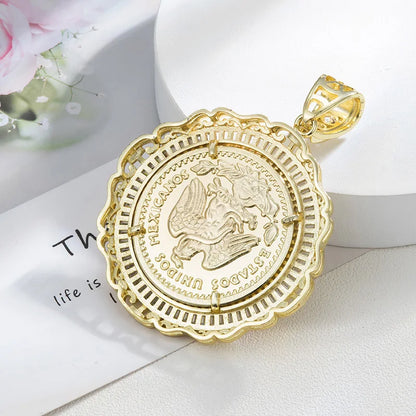 Pendants Catholic  virgin guadalupe  14K Gold Plated  50 Peso Medal Style  pendant for men  gift accessories Religious Pendants