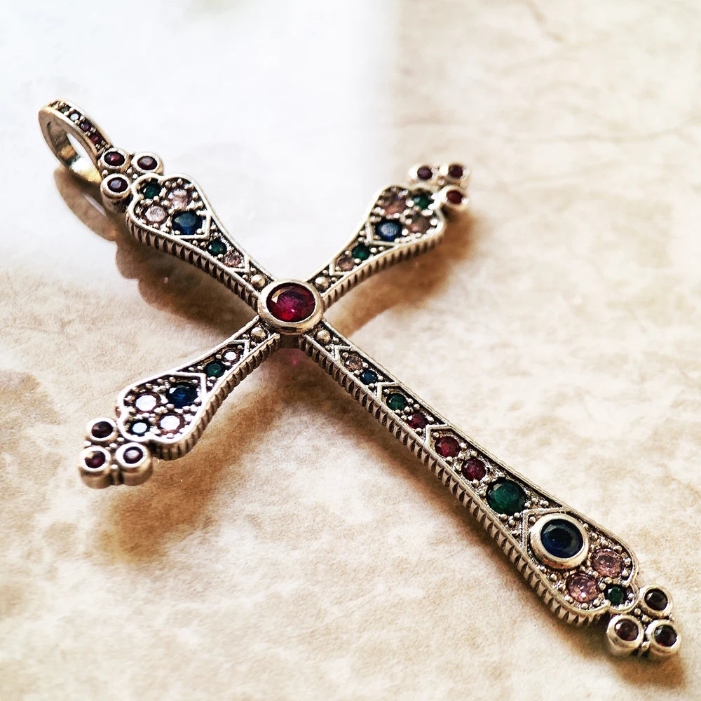 Pendants Royalty Cross Colorful New Victorian Jewelry Bohemia 925 Sterling Silver Accessories Gift For Women