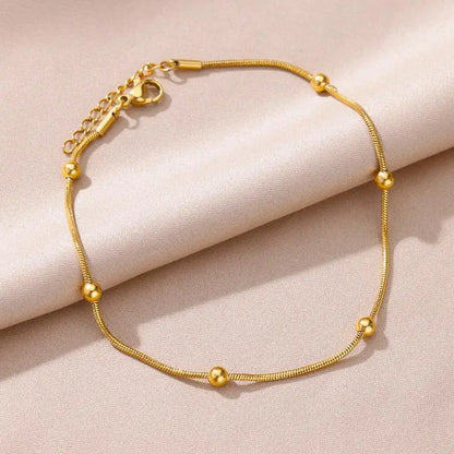 Anklets for Women Stainless Steel Stone Beaded Chain Anklet Summer Beach Accessories Boho Leg Bracelets Jewelry Tobilleras Mujer