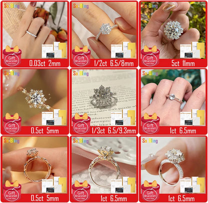 So-Bling S925 Sterling Silver Rings For Women Elegant Fine Cubic Zirconia Ring Bridal Wedding Engagement Women Trendy Jewelry