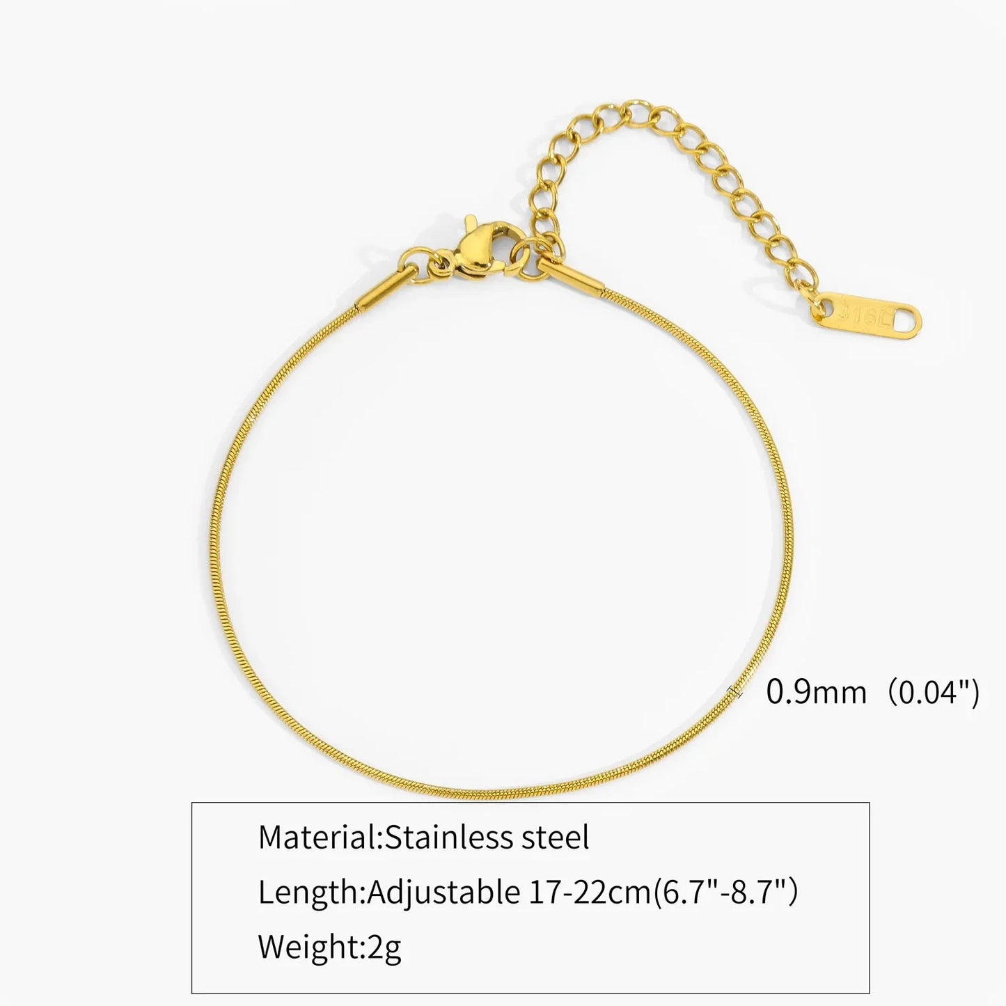 Thin Stainless Steel Snake Chain Bracelet Simple Gold Color Titanium Steel Women Bracelet Fashion Jewelry Trendy Accessories