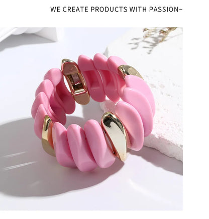Wedding Wide Bracelet for Girls Charm Resin Bracelets Bangles For Women Luxury High Quality Fashion Jewelry Elastic Party Gifts