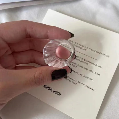 HANGZHI Irregular Wide Large Chunky Rings for Women Vintage Acrylic Resin Autumn Winter Geometric Stacking Wear Finger Jewelry