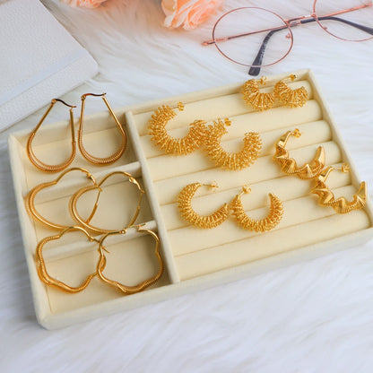 10Pairs/Lot Elegant Simple Stainless Steel Women Earrings Geometric Heart Mixed Style Jewelry Gift Giving Wedding Travel