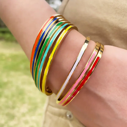 Zalman Colorful Enamel Bangles Women Gold Color Stainless Steel Simple Romantic Bracelet Never Fade Wholesale 2023