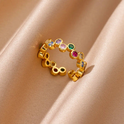Zircon Geometric Heart Rings For Women Stainless Steel Gold Color Wedding Ring Luxury Aesthetic Jewlery Couple Gift 2025