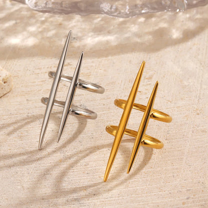 LATS New Design Fashion Pop Gold-Plated Stainless Steel Line Ring for Women Couple Personality Hip Hop Jewelry Wholesale