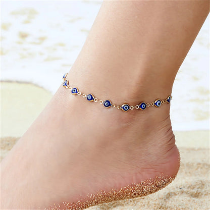 Bohemian Colorful Turkish Eyes Anklets For Women Creative Classic Lucky Evil Blue Eyes Ankle Bracelets Summer Beach Leg Jewelry