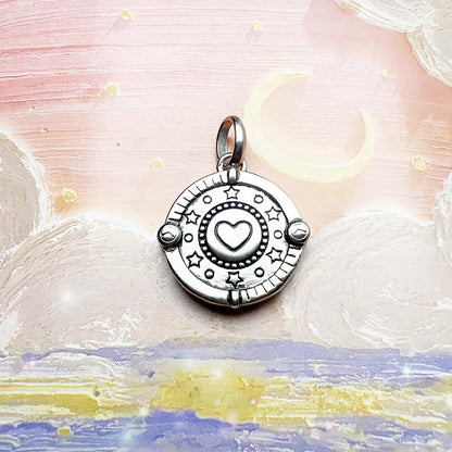Pendant Pink Love Heart Round Disc Brand New Fine Jewelry 925 Sterling Silver Accessories Romantic Gift For Woman