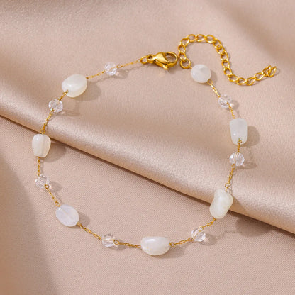 Anklets for Women Stainless Steel Stone Beaded Chain Anklet Summer Beach Accessories Boho Leg Bracelets Jewelry Tobilleras Mujer