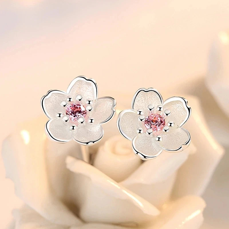 Elegant Cherry Blossom Princess Earrings for Women Personalized Asymmetrical Long Tassel Star Pearl Ear Stud Party Jewelry Gifts