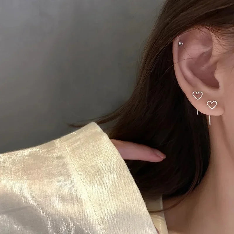LATS Wine Red Love Stud Earrings for Women Retro Temperament Little Peach Heart Ear Jewelry Classic Modern Trends Accessories