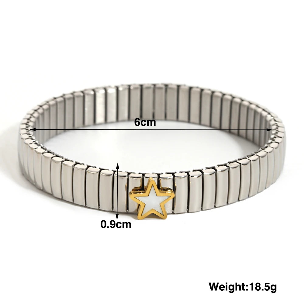 Greatera Elastic Love Ring Bangle For Women Men Fashion Multiple Stainless Steel Star Pattern Charm Watch Strap Bracelet Jewelry