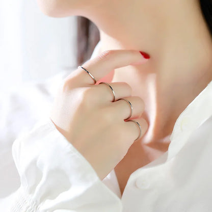 1mm Thin Stackable Ring Stainless Steel Plain Band Knuckle Midi Ring for Women Girl Size 3-10