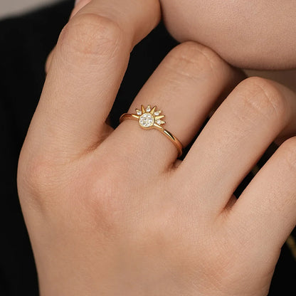 925 Silver Sun and Moon  Couple Ring Set Sky Blue Sparkling Cubic Zirconia Rings Promise Fine Jewelry Gifts for Valentines Day