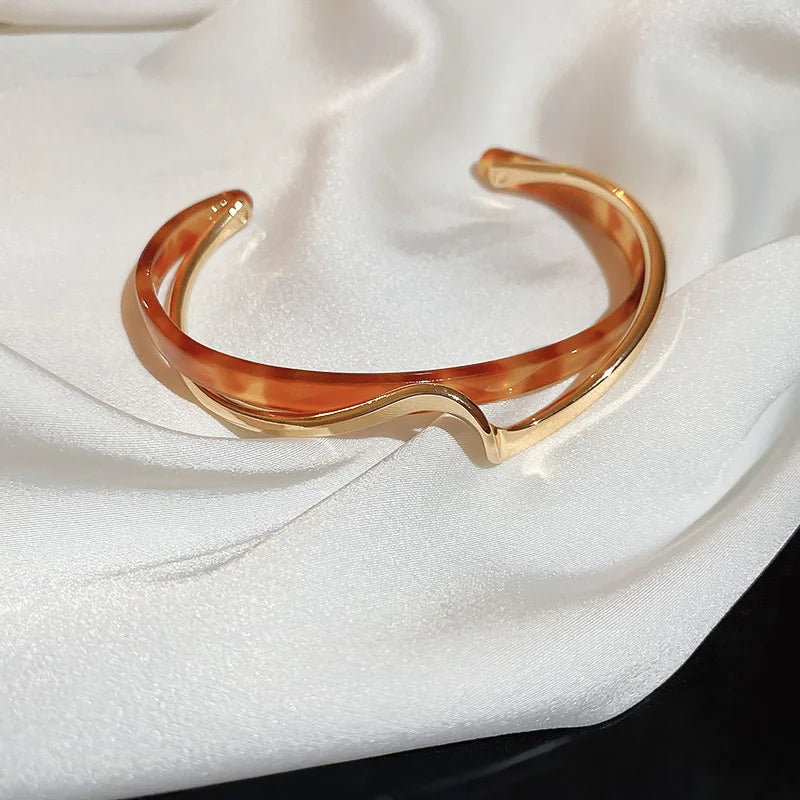 White Acrylic Bracelets Board Bend Metal Bangles Womens Hand Bracelets Geometric C- shaped Opening Bracelets Jewelry Gifts